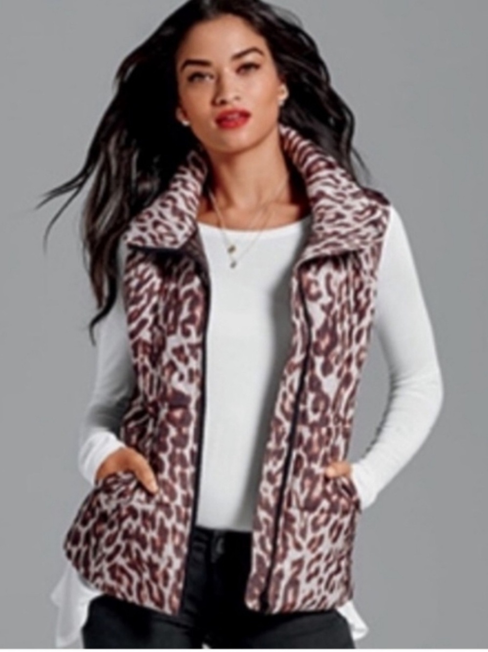 Like New Cabi #3120 Juliet Leopard Print Puffer Vest Women’s Size: S